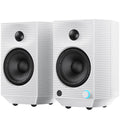 FiiO SP5 desktop speakers with sleek black design and compact form, featuring multiple audio input ports and modern aesthetic.