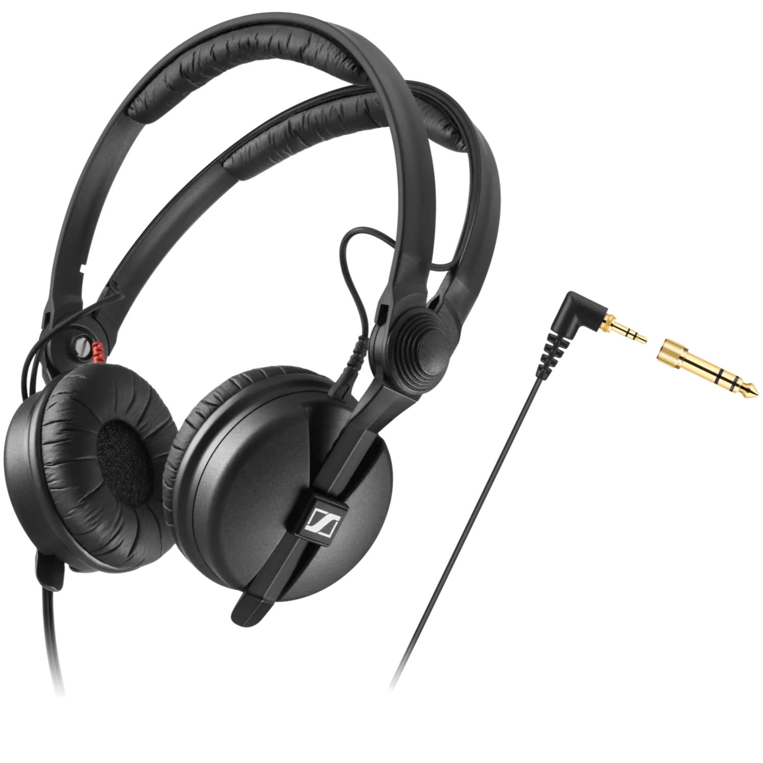 Sennheiser HD 25 DJ headphones with over-ear design and adjustable headband, black color, featuring high-quality audio drivers.