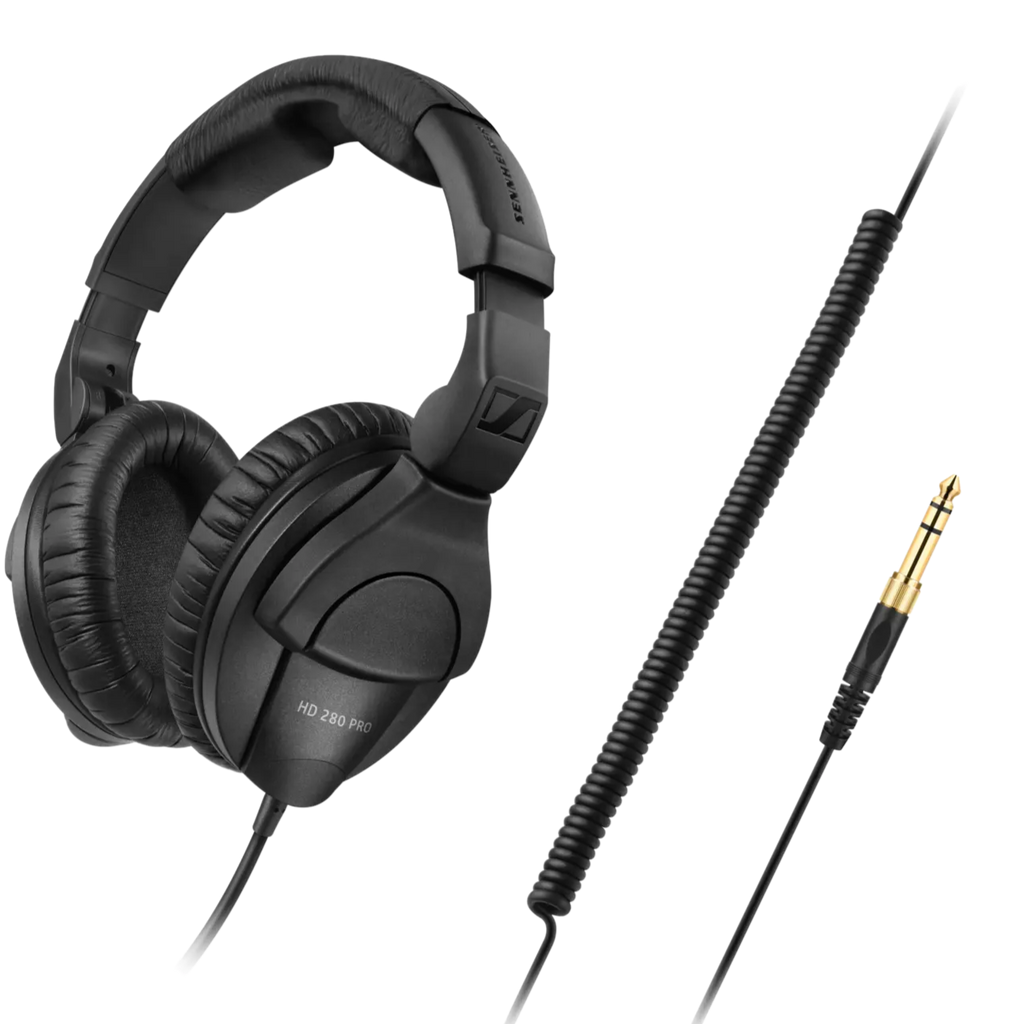 Sennheiser HD 280 Pro studio headphones with padded ear cups and adjustable headband, designed for professional audio monitoring.