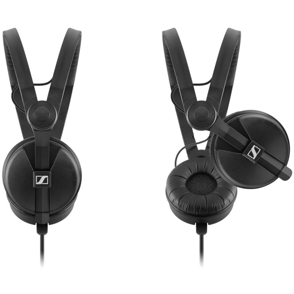 Sennheiser HD 25 DJ headphones with over-ear design, adjustable headband, and padded ear cups for professional audio monitoring.