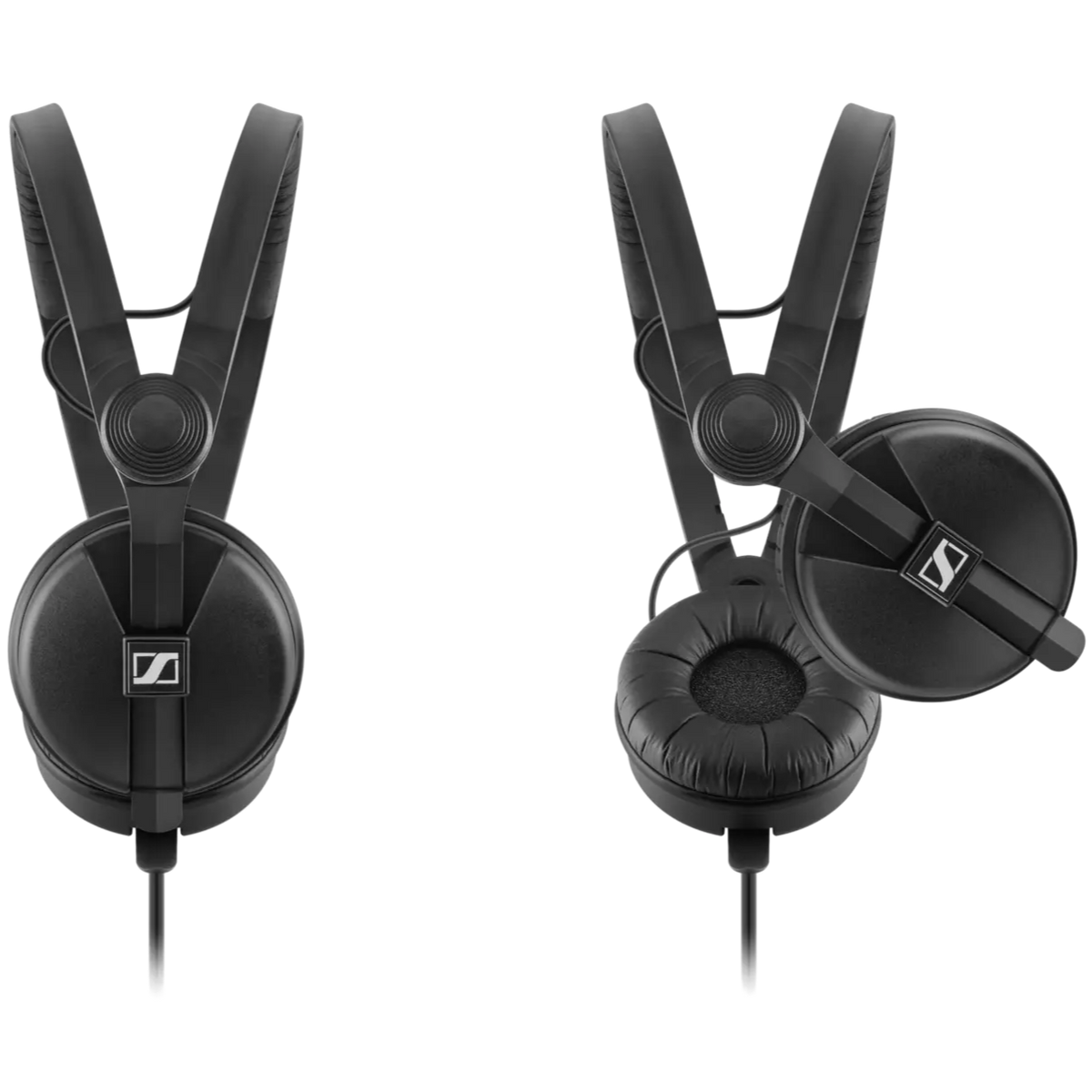 Sennheiser HD 25 DJ headphones with over-ear design, adjustable headband, and padded ear cups for professional audio monitoring.