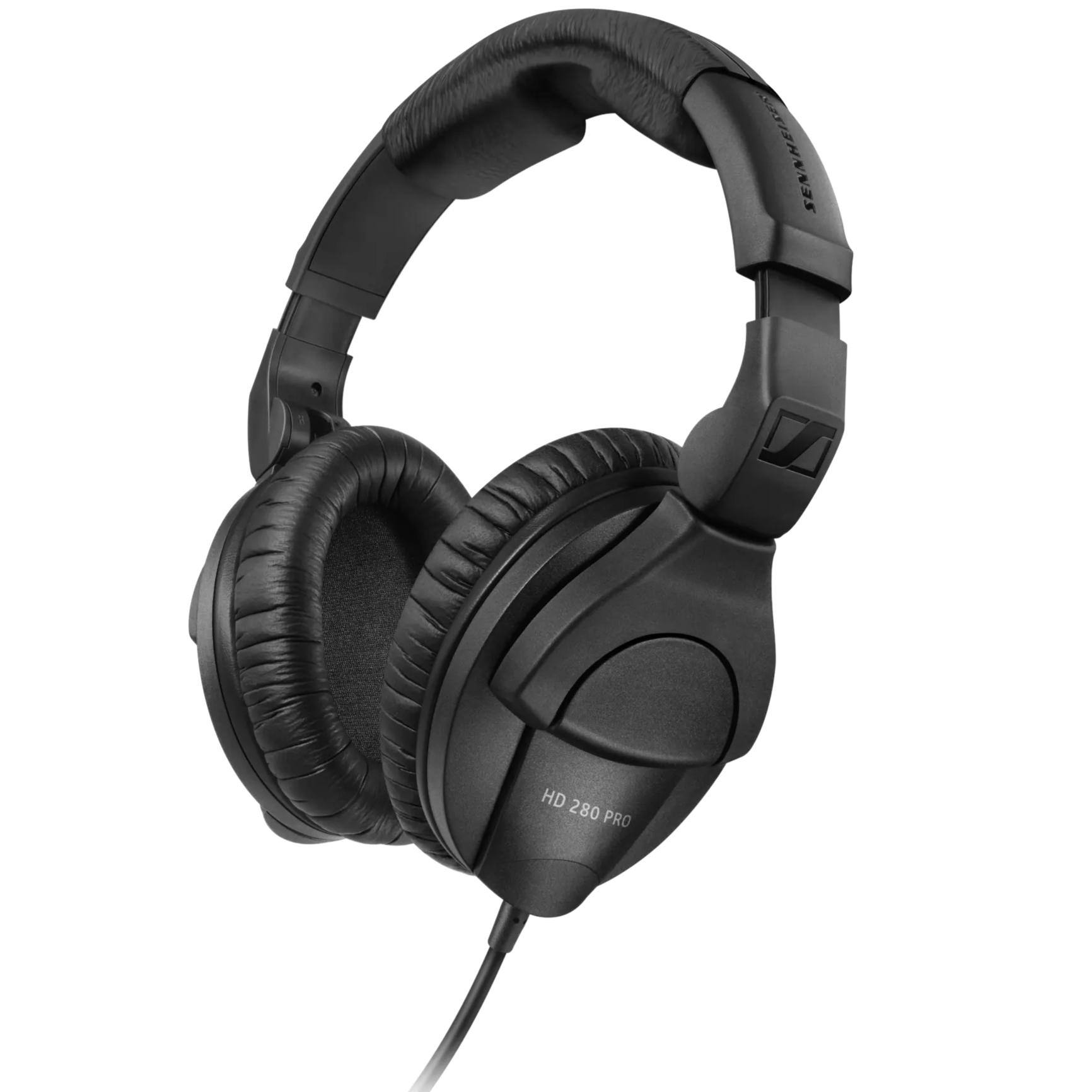Sennheiser HD 280 Pro studio headphones with large over-ear design and adjustable headband, black color, and padded ear cups.