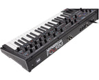 Sequential Fourm keyboard synthesizer with multiple knobs and keys, showcasing its sleek, professional design.