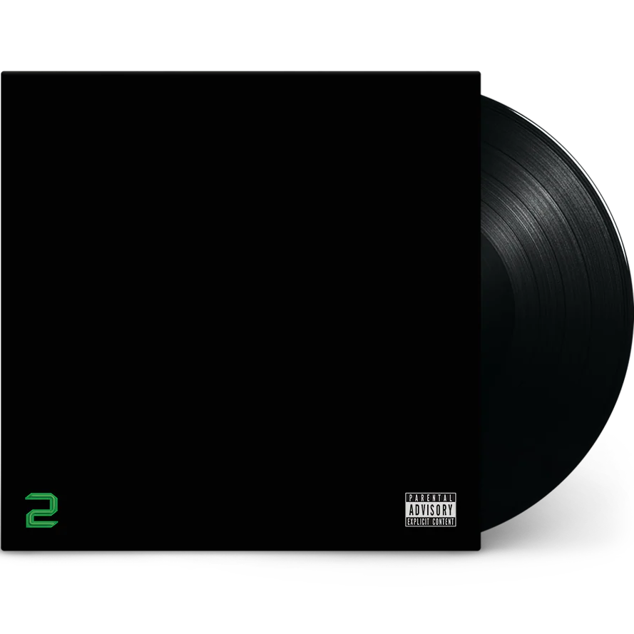 Black vinyl LP of Dean Blunt's "Black Metal 2" featuring artwork, with a focus on the black vinyl record in a protective sleeve.