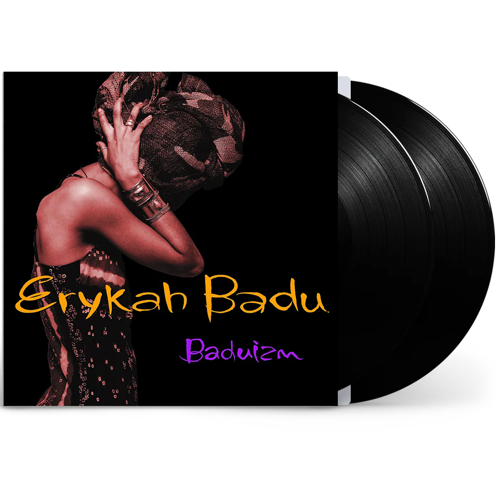 Black vinyl 2LP of Erykah Badu's Baduizm album by Motown Records, featuring Funk, Soul, and Jazz music.