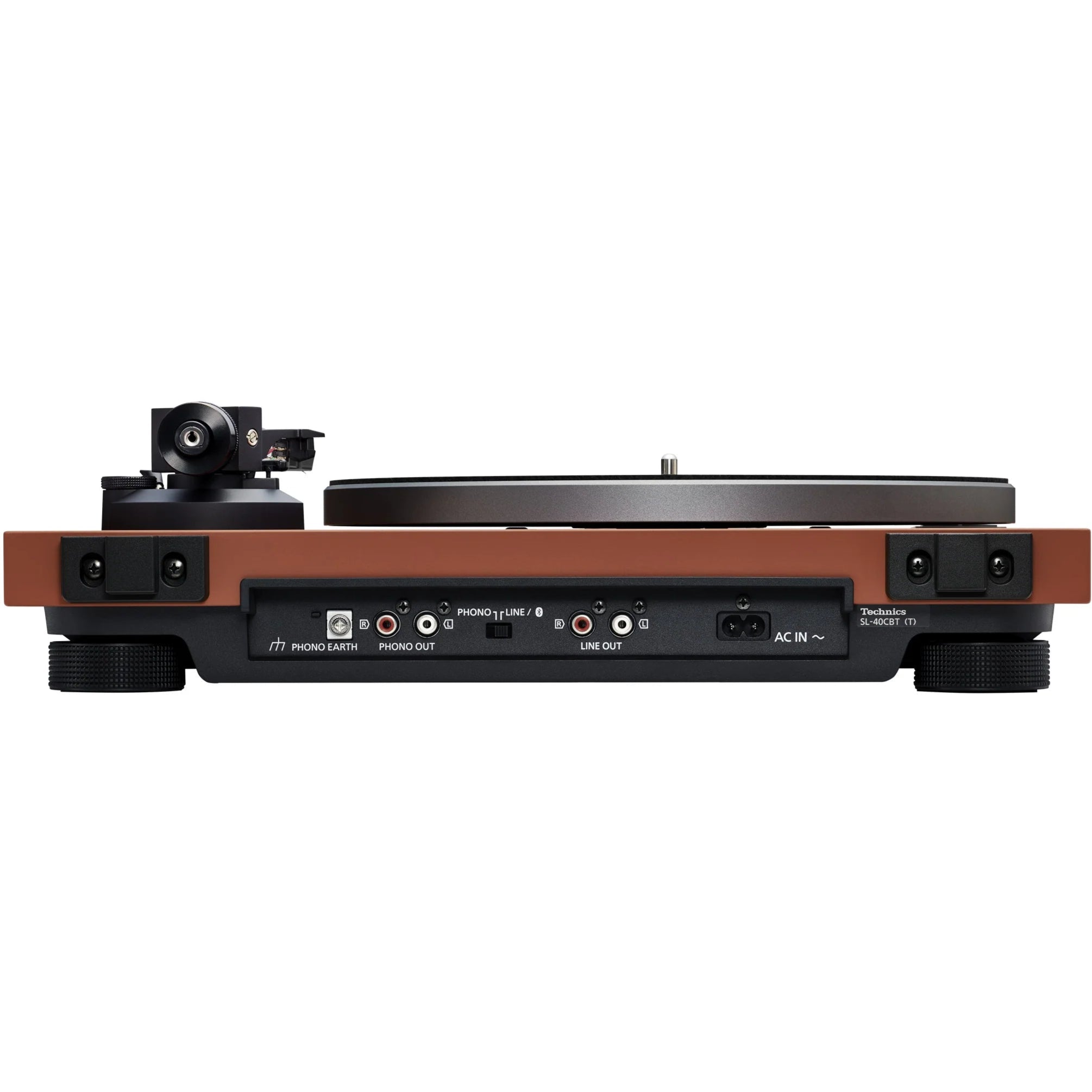 Technics SL-40CBT turntable with a sleek black finish, featuring a tonearm, platter, and control panel visible in the image.