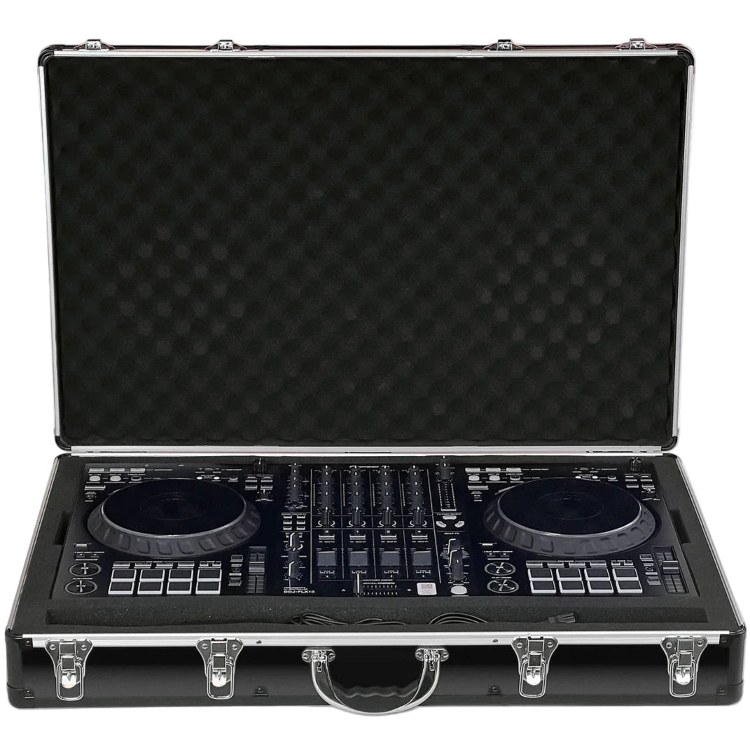 Analog Cases UNISON Pioneer DJ DDJ-FLX10 hard case showing sturdy black exterior with foam padding and secure latch for DJ equipment protection.
