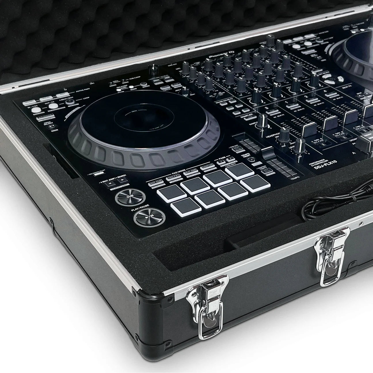 Analog Cases UNISON Pioneer DJ DDJ-FLX10 case for DJ hardcases, showing sturdy exterior and secure handles.