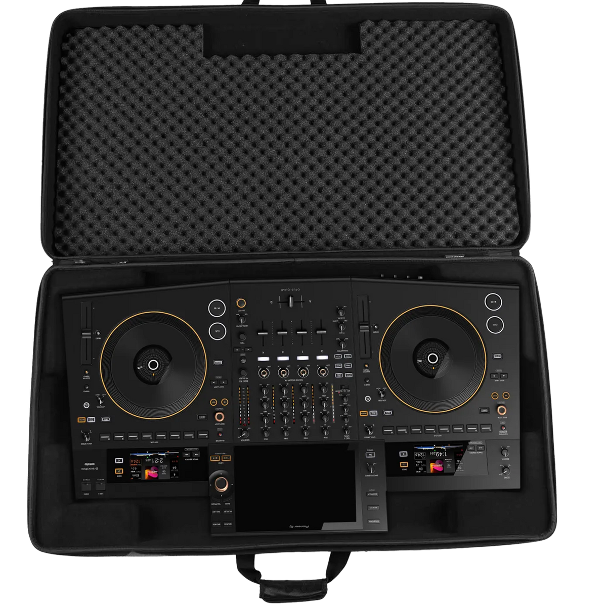 UDG Creator Pioneer Opus-Quad DJ hardcase in black with sturdy exterior and secure latches for DJ equipment protection.