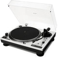 Vestlyd Pro T1 DJ turntable with sleek black design, control knobs, and platter for professional audio mixing and DJing.