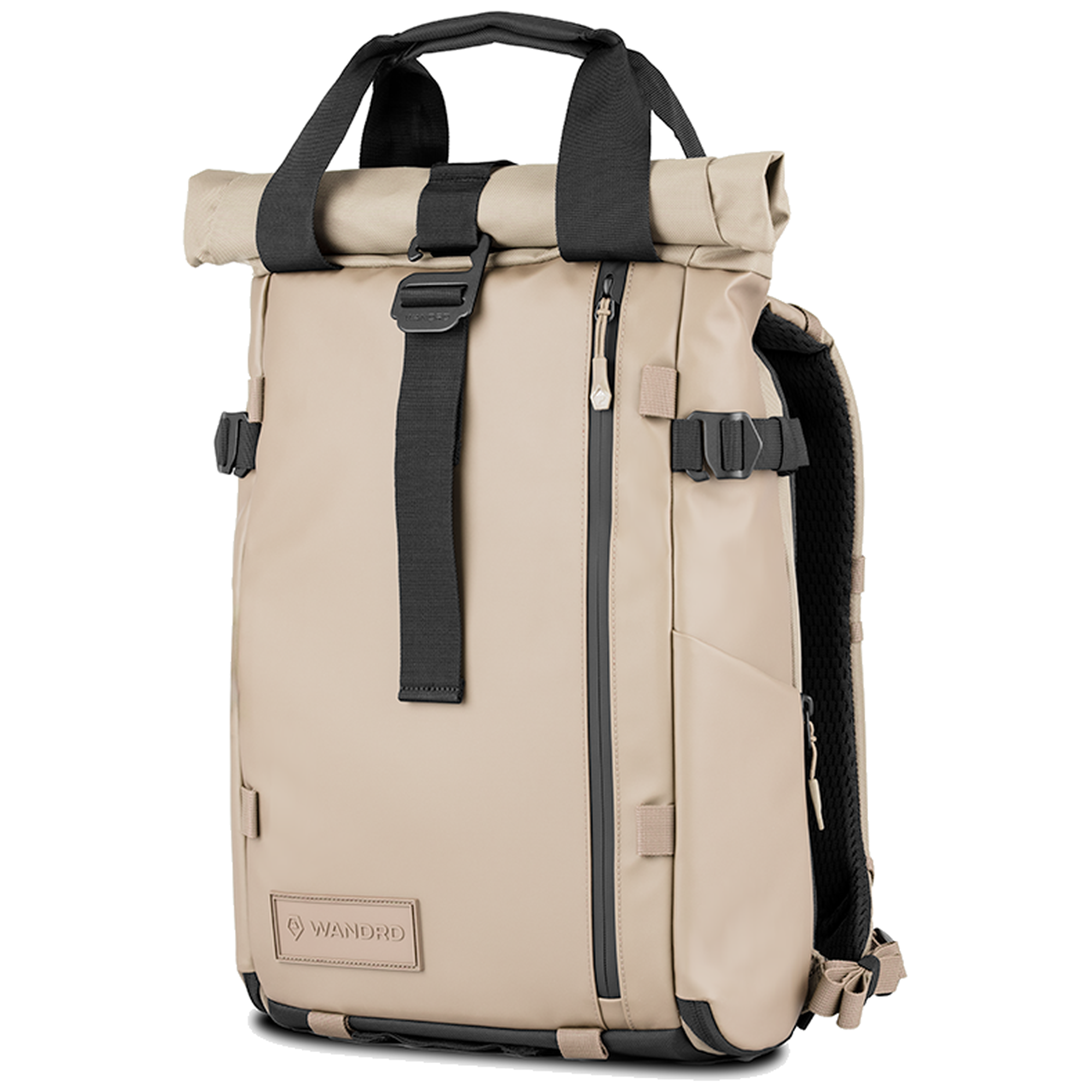 Wandrd Prvke 15L photo bundle camera bag in Yuma Tan color with angled view, designed for video equipment and accessories.