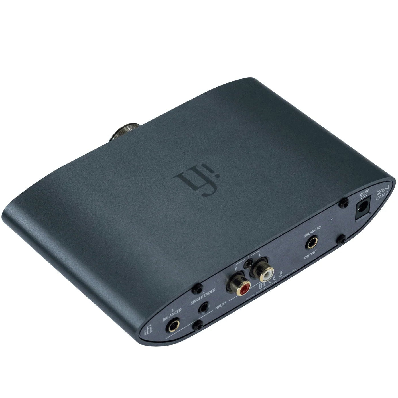 iFi Audio Zen Can 3 headphone amplifier and DAC with sleek black design and control knobs for audio enhancement.