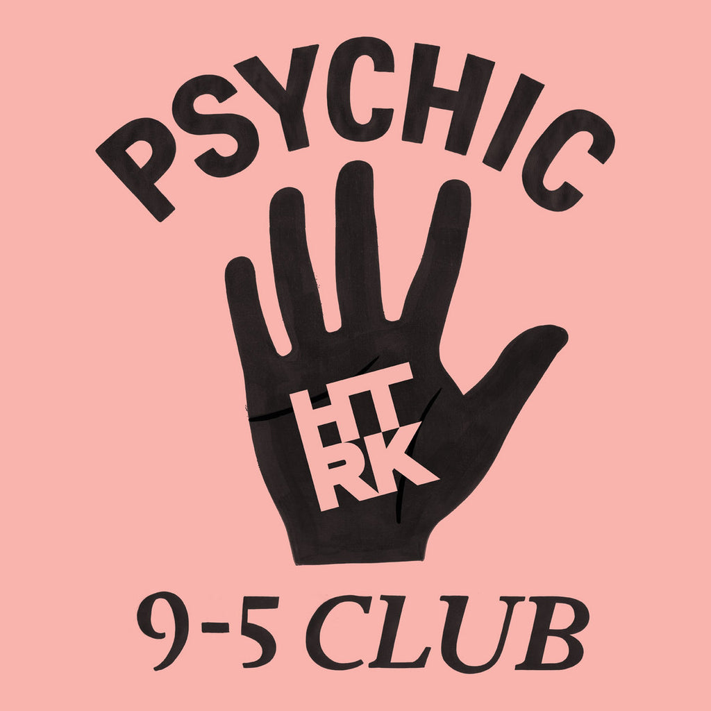Ghostly International HTRK Psychic 9-5 Club clear vinyl LP with colorful abstract cover art, electronic music record.