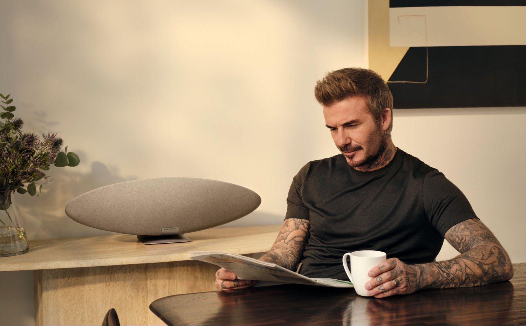 Bowers & Wilkins Zeppelin Pro Edition wireless speaker in a modern lifestyle setting with sleek design and premium finish.