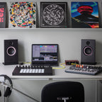 AIAIAI UNIT-4 MKII, black pair on a studio desk with laptop and MPC