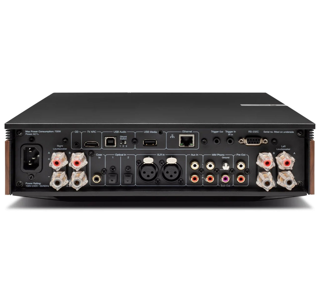 Cambridge Audio Evo 150 SE music streamer with sleek design and digital display, showcasing its modern audio streaming capabilities.
