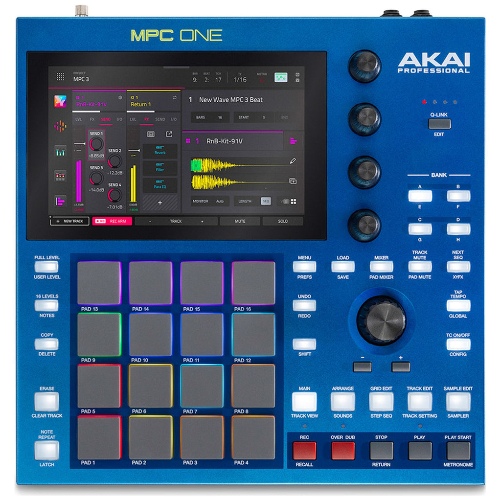 Akai Professional MPC One G2, top-down view of pads and touchscreen