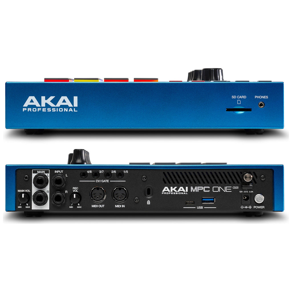 Akai Professional MPC One G2, top edge and rear connectivity panel