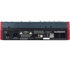 Allen & Heath ZED60-10FX analog mixer with multiple input channels, knobs, and faders for audio mixing.