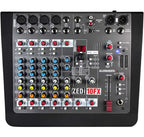 Allen & Heath ZEDi-10FX analog mixer with multiple input channels, knobs, and built-in effects for live sound and recording.