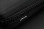 Close-up of AlphaTheta DJC-FLX2 DJ hard case for DDJ-FLX2, showing durable black exterior and secure zipper closure.