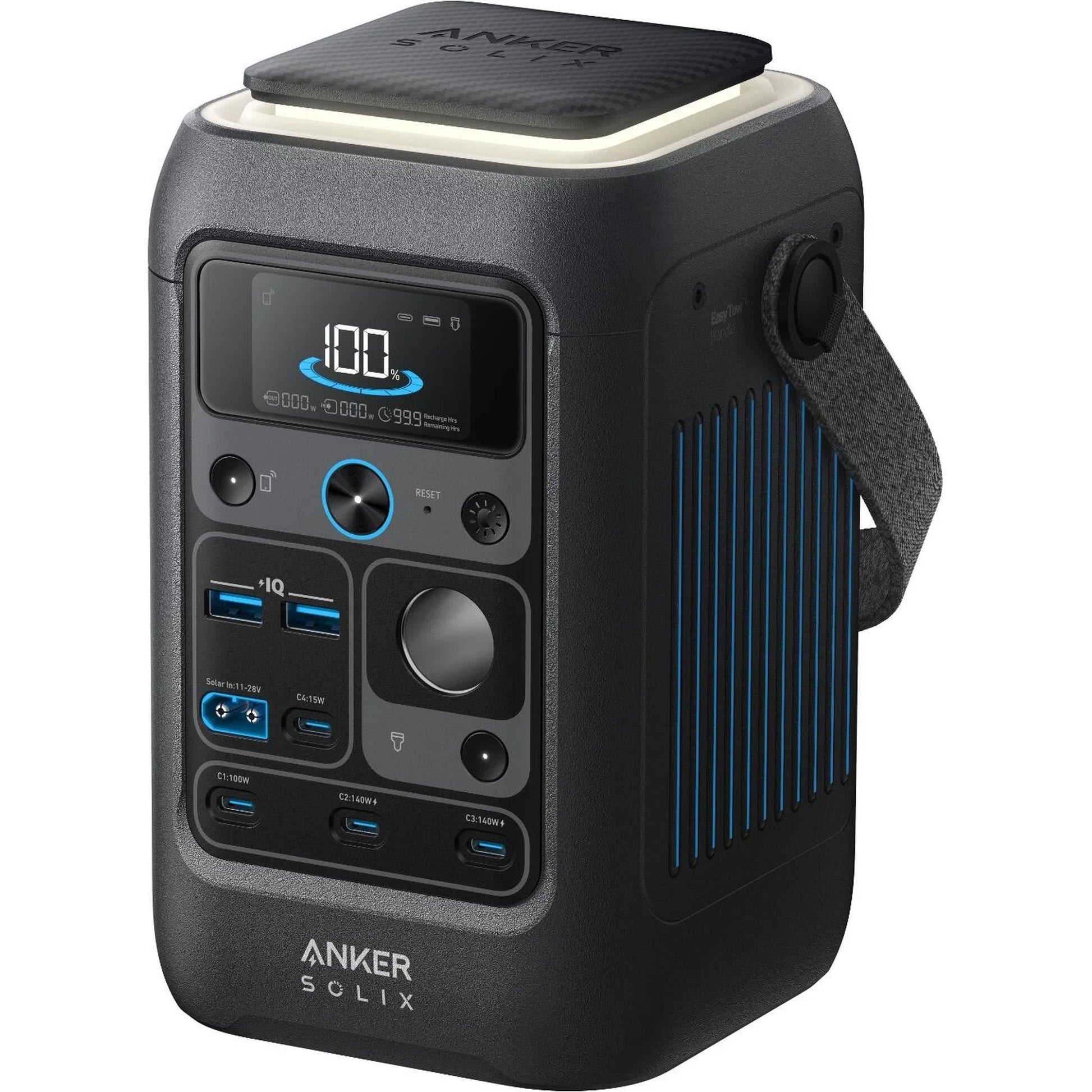 Anker Solix C300X DC portable power station with 288Wh capacity and 90000mAh battery, showing multiple output ports.
