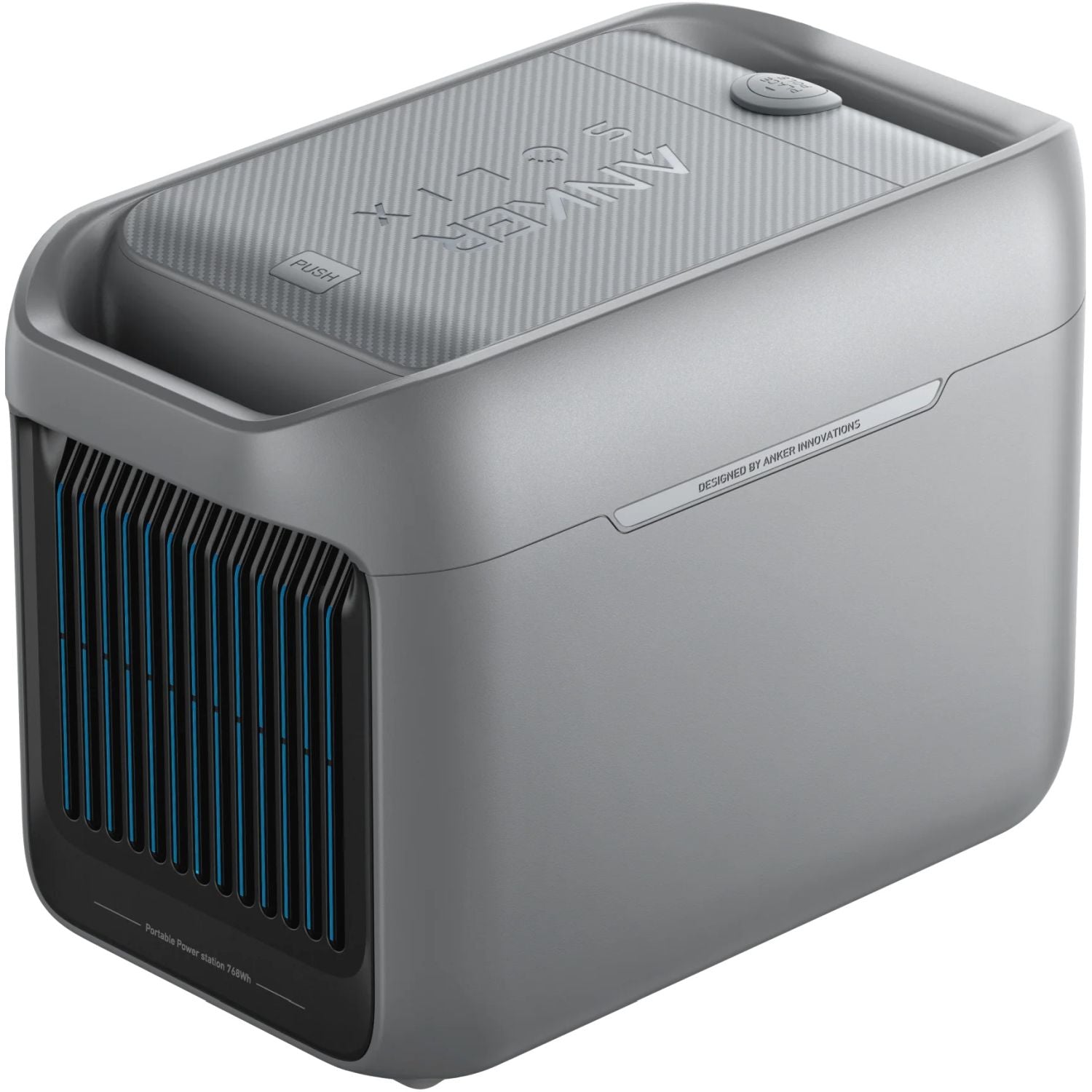 Anker Solix C800X portable power station with 768Wh capacity and 1200W power output, featuring multiple charging ports and digital display.
