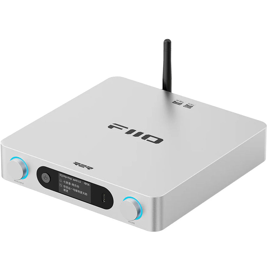 FiiO BR15 R2R music streamer with high-resolution Bluetooth audio receiver, compact FiiO headphone DAC and amplifier.
