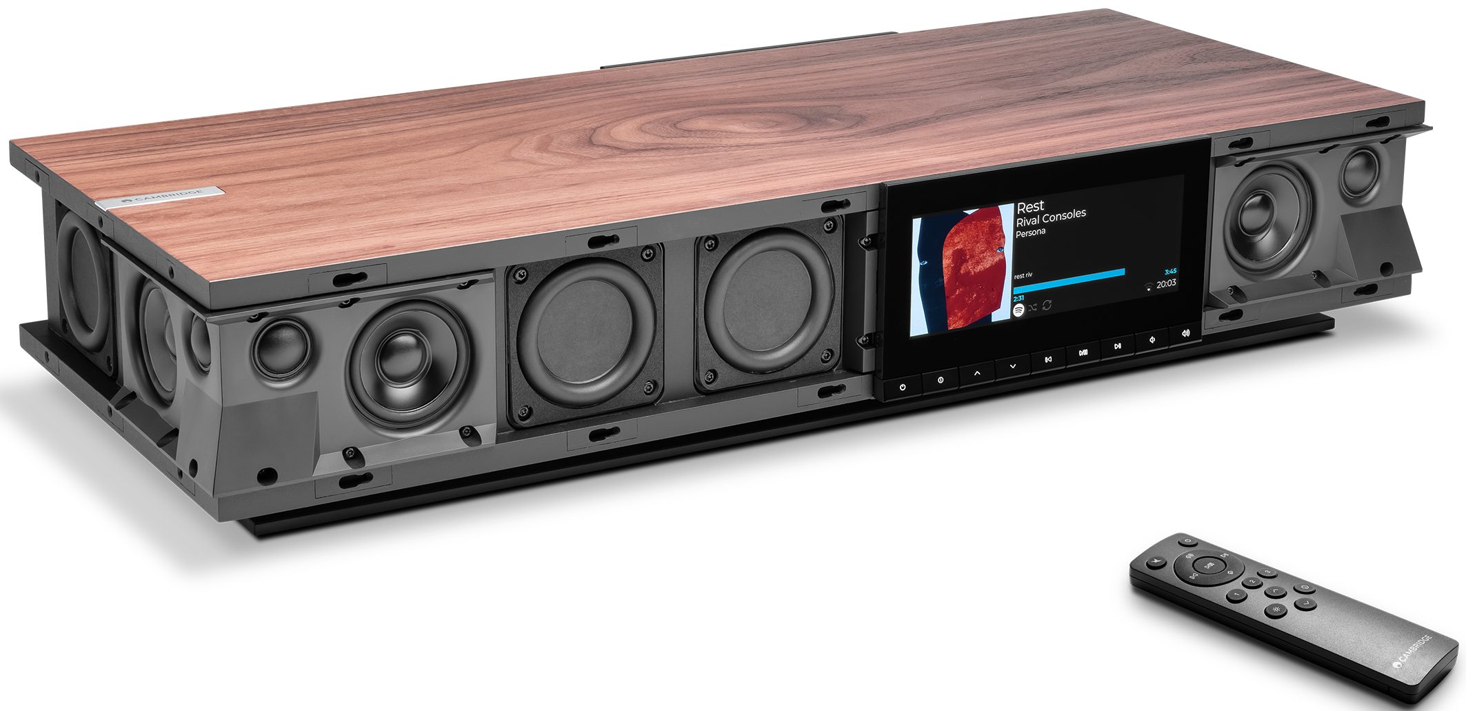 Cambridge Audio Evo One wireless speaker with sleek design, showcasing the modern audio device against a neutral background.