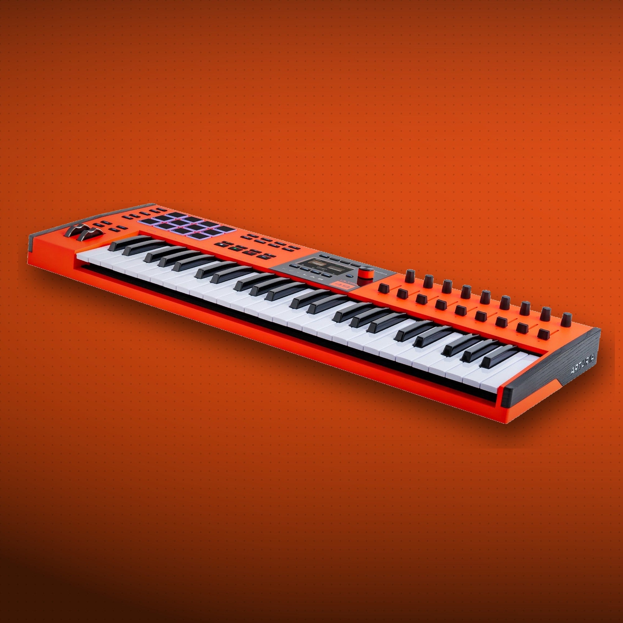 Arturia KeyLab mk3 Ultra orange keyboard on Soundium homepage banner