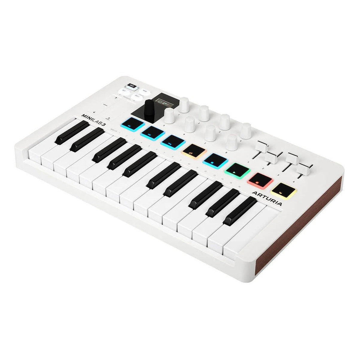 Arturia MiniLab 3 MIDI keyboard, in black, front view