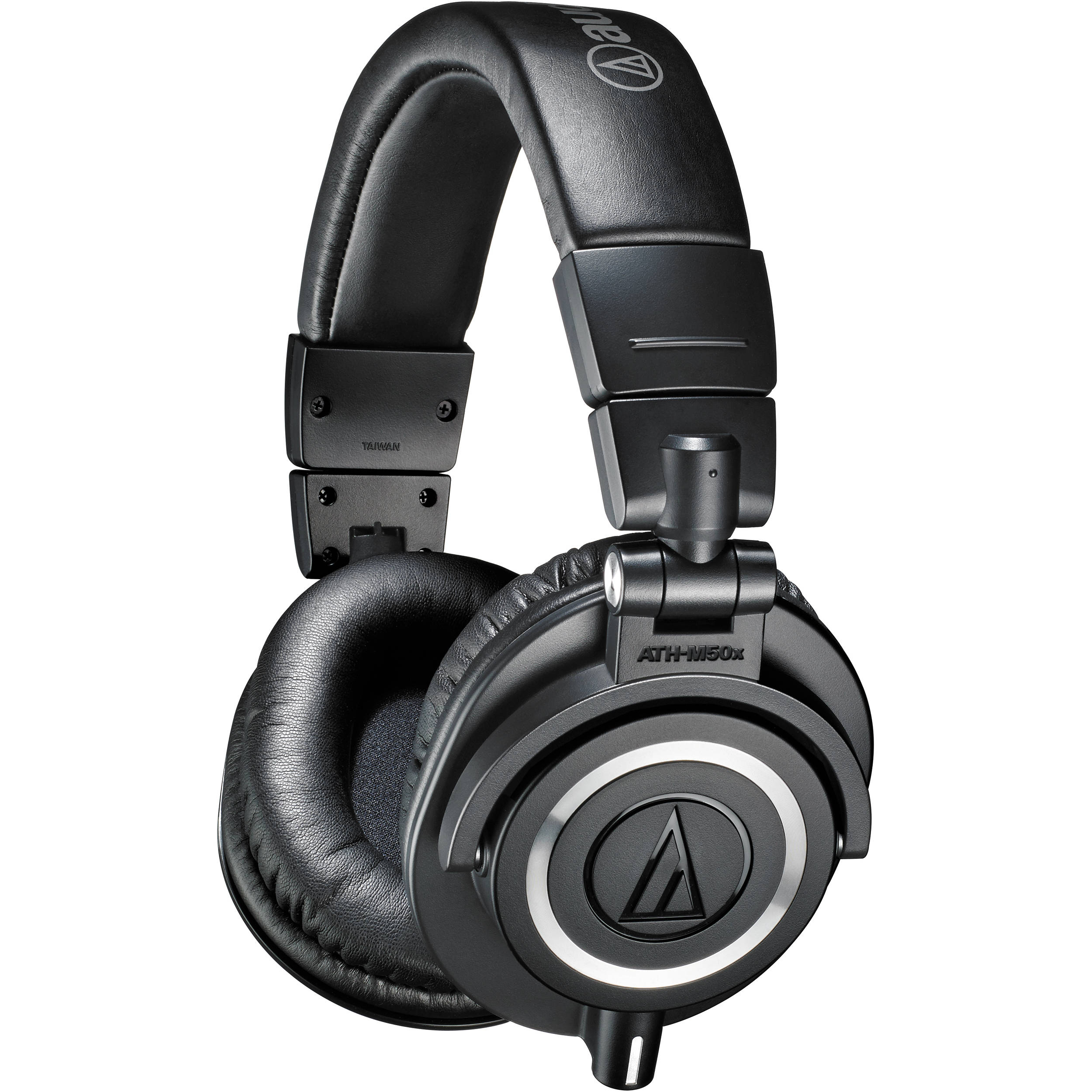 Audio-Technica ATH-M50x headphone bundle with accessories, including cables and carrying case, for professional audio listening.