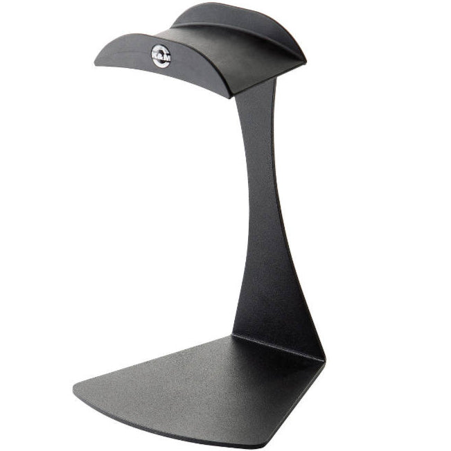 K&M 16075 headphone stand with a sleek design, providing stable support for headphones on a desk or studio setup.