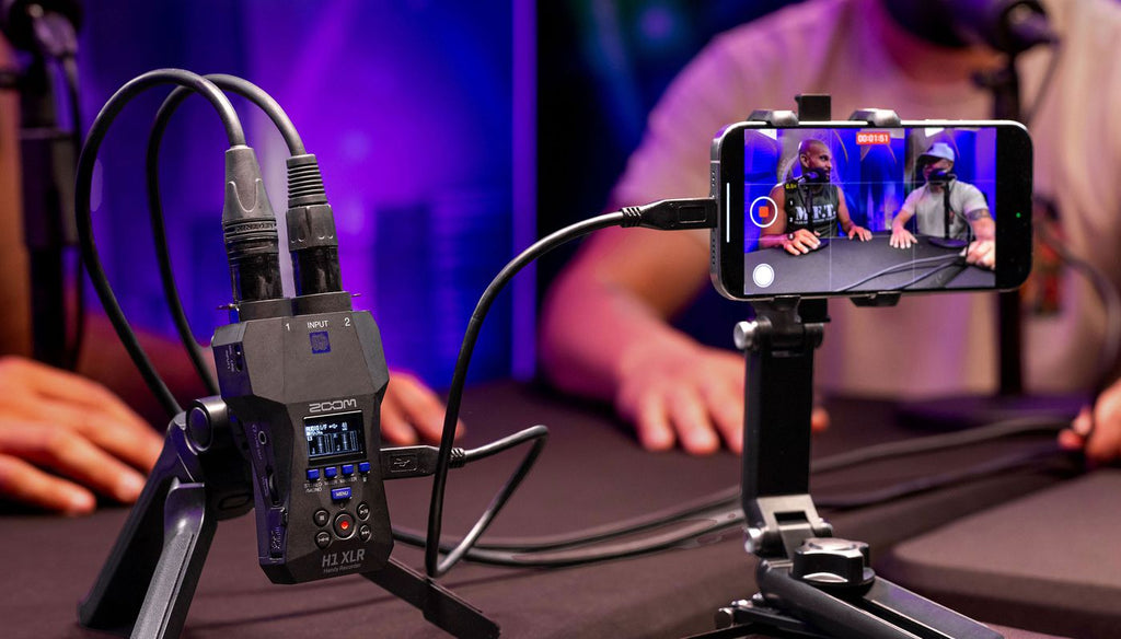 Zoom H1 XLR digital recorder with XLR input and compact design, ideal for high-quality audio recording for video and audio projects.