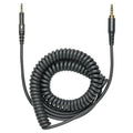Audio Technica ATH-M50x coiled headphone cable 1.2m, black, with connectors, designed for high-quality audio headphones.