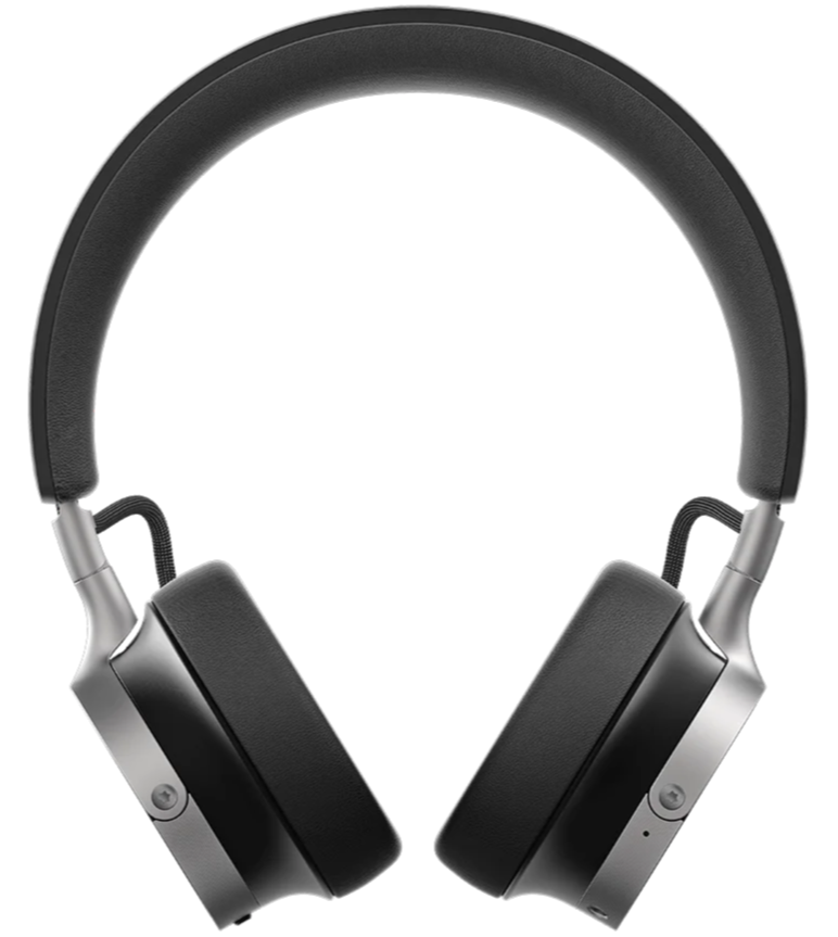Black Beyerdynamic Aventho 100 wireless on-ear headphones with sleek design and comfortable fit, shown from the side.