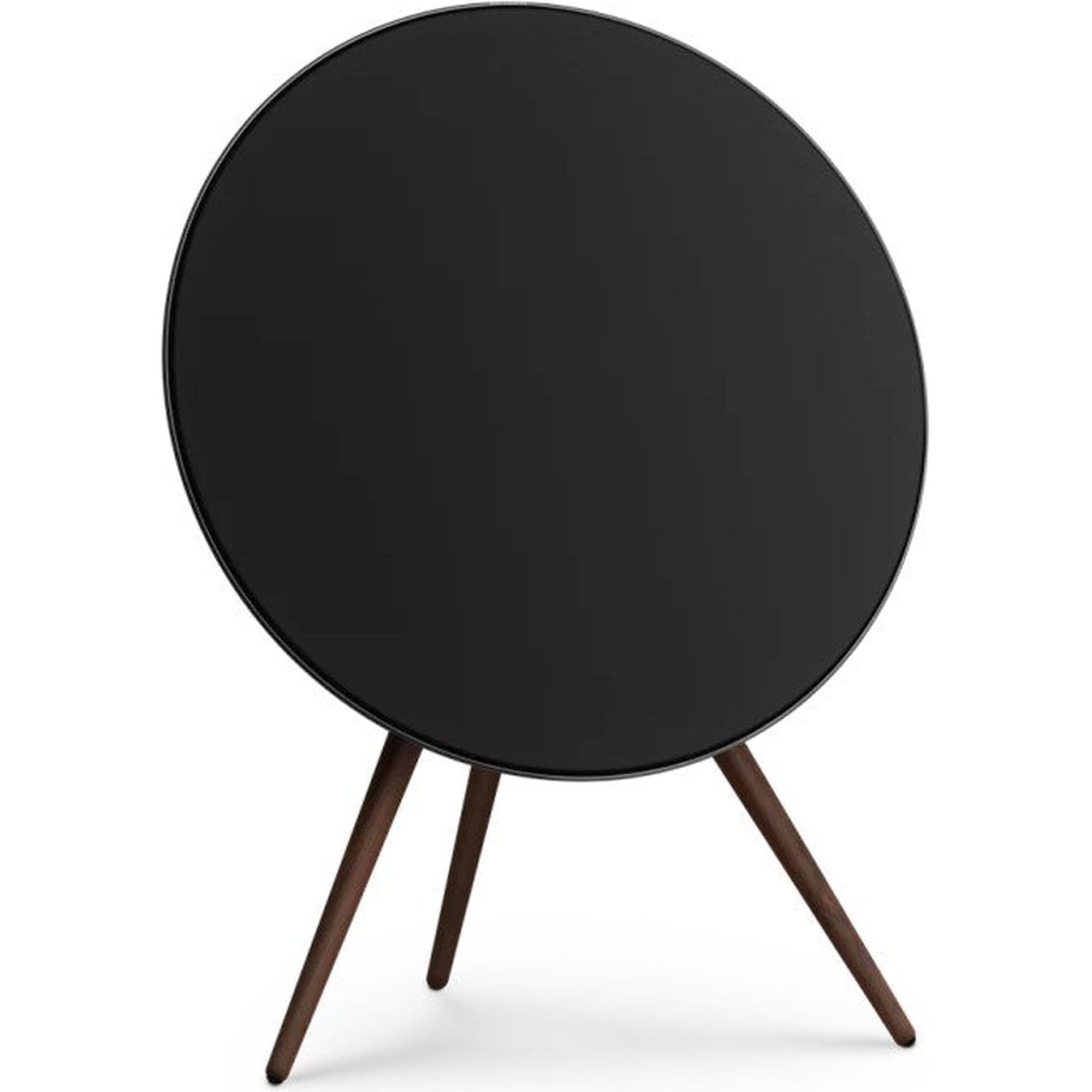 Bang & Olufsen Beosound A9 5th Gen wireless speaker with sleek design and fabric cover, showing the circular shape and control panel.