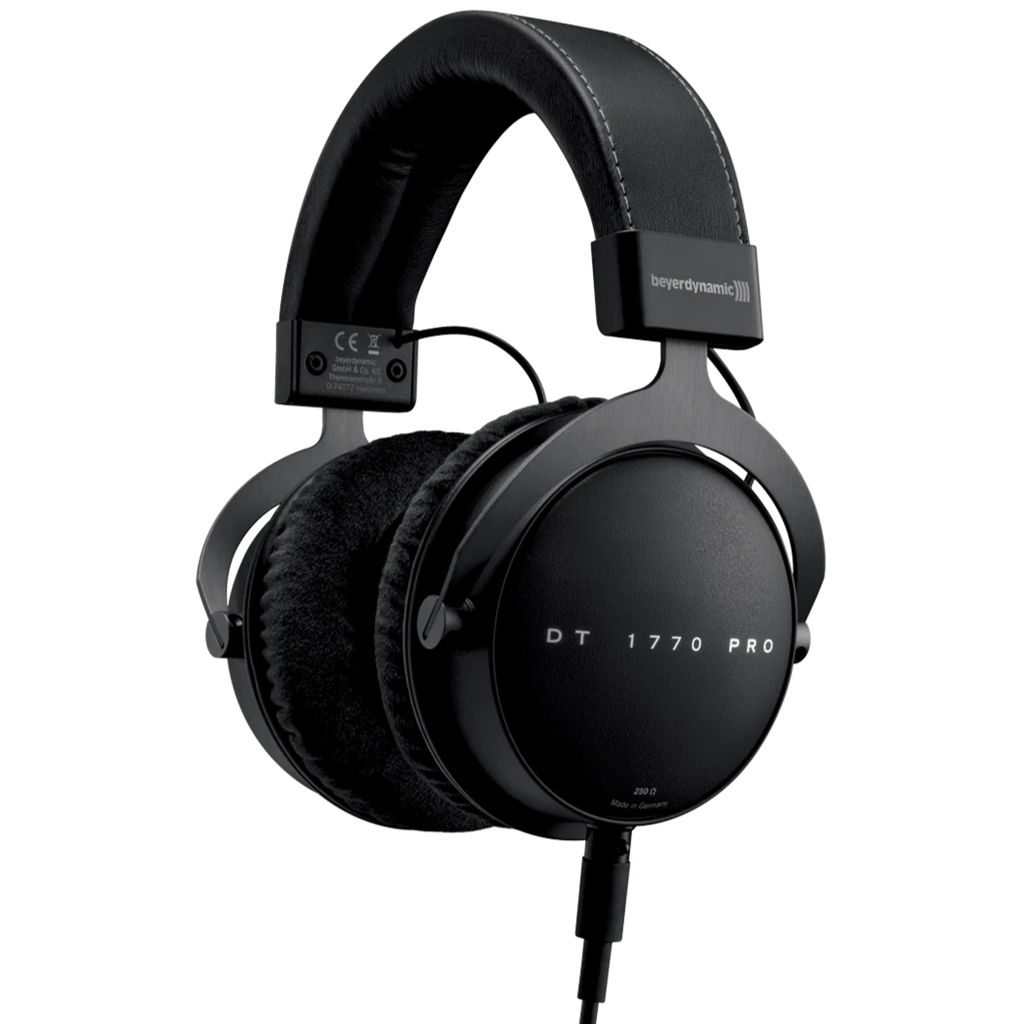Beyerdynamic DT 1770 Pro MK2 studio headphones with over-ear design and transparent ear cups, showing the headphone's detailed build