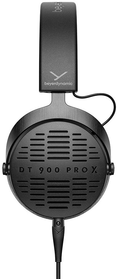 Beyerdynamic DT 900 Pro X studio headphones shown from the side, featuring over-ear design and professional audio quality.