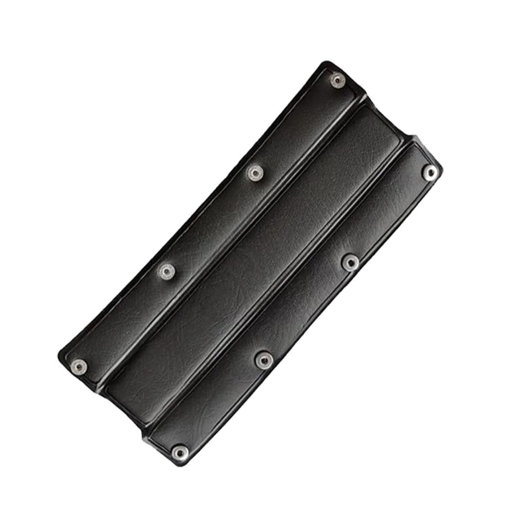 Beyerdynamic replacement headband padding with buttonable design for headphone headband, shown from a perspective view.