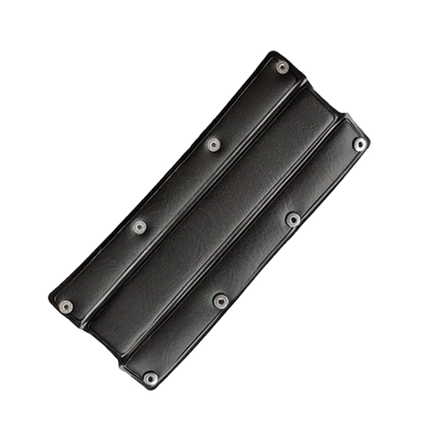 Beyerdynamic replacement headband padding with buttonable design for headphone headband, shown from a perspective view.