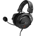 Black Beyerdynamic MMX 300 Pro gaming headphones with over-ear design and adjustable headband, featuring a built-in microphone.