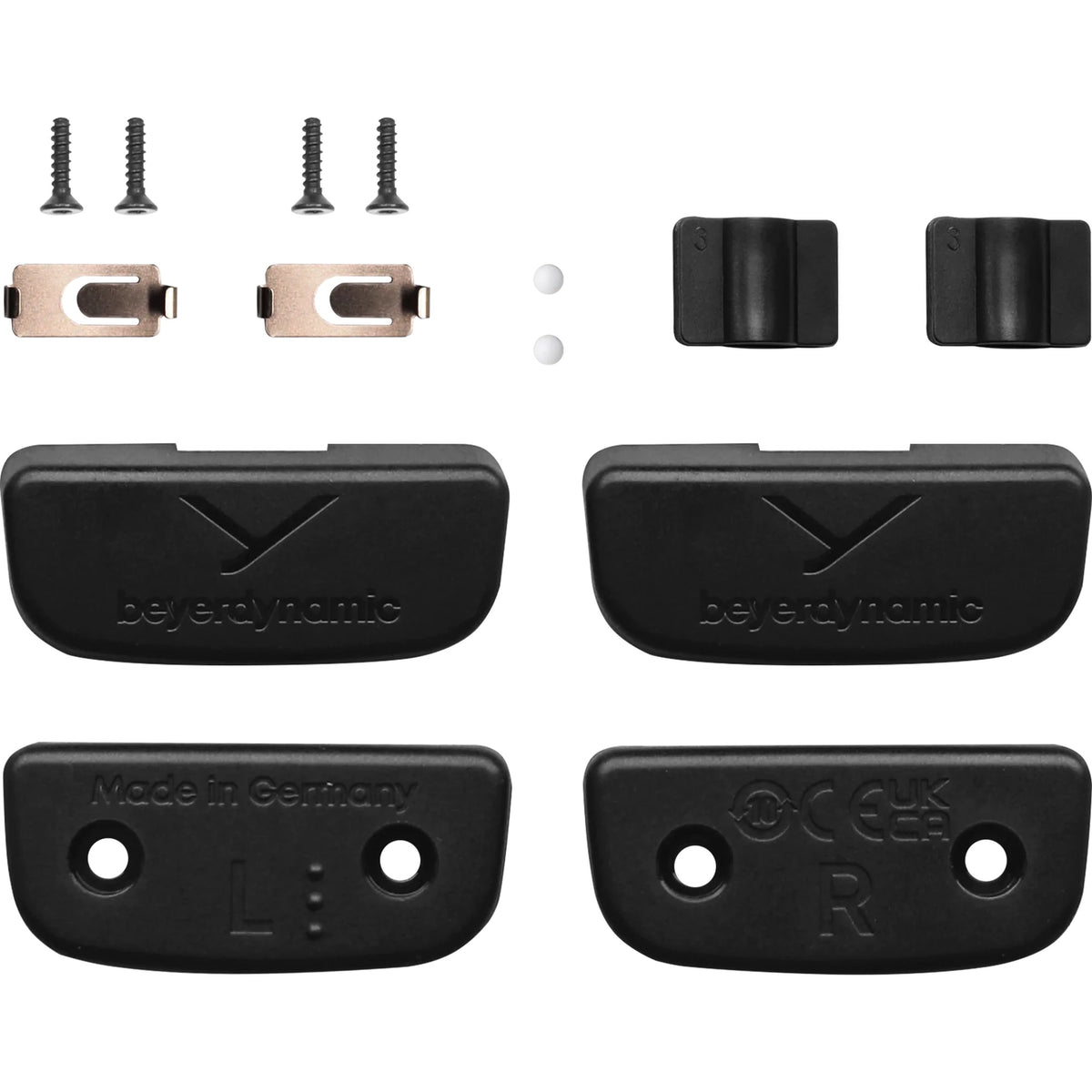 Beyerdynamic Slider Repair Kit with black headband padding and replacement parts for headphone repair.