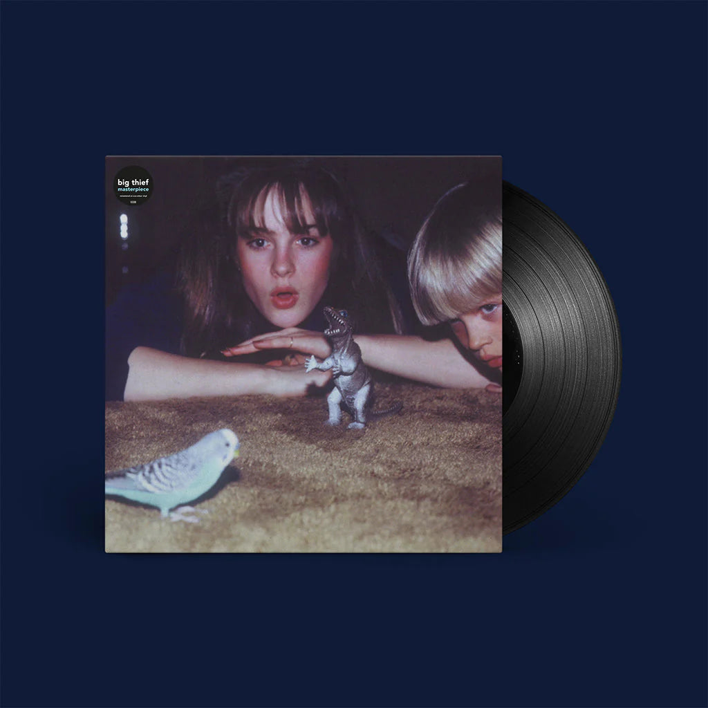 Black vinyl LP of Big Thief's Masterpiece 2023 Remaster, 4AD edition, featuring the album cover artwork with a minimalist design.