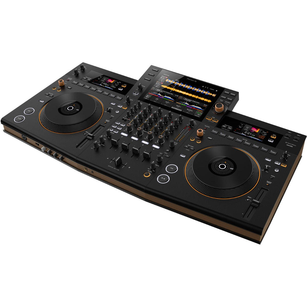 Pioneer DJ Opus-Quad Party Pro DJ bundle with headphones, mixer, and accessories for professional DJ performance.