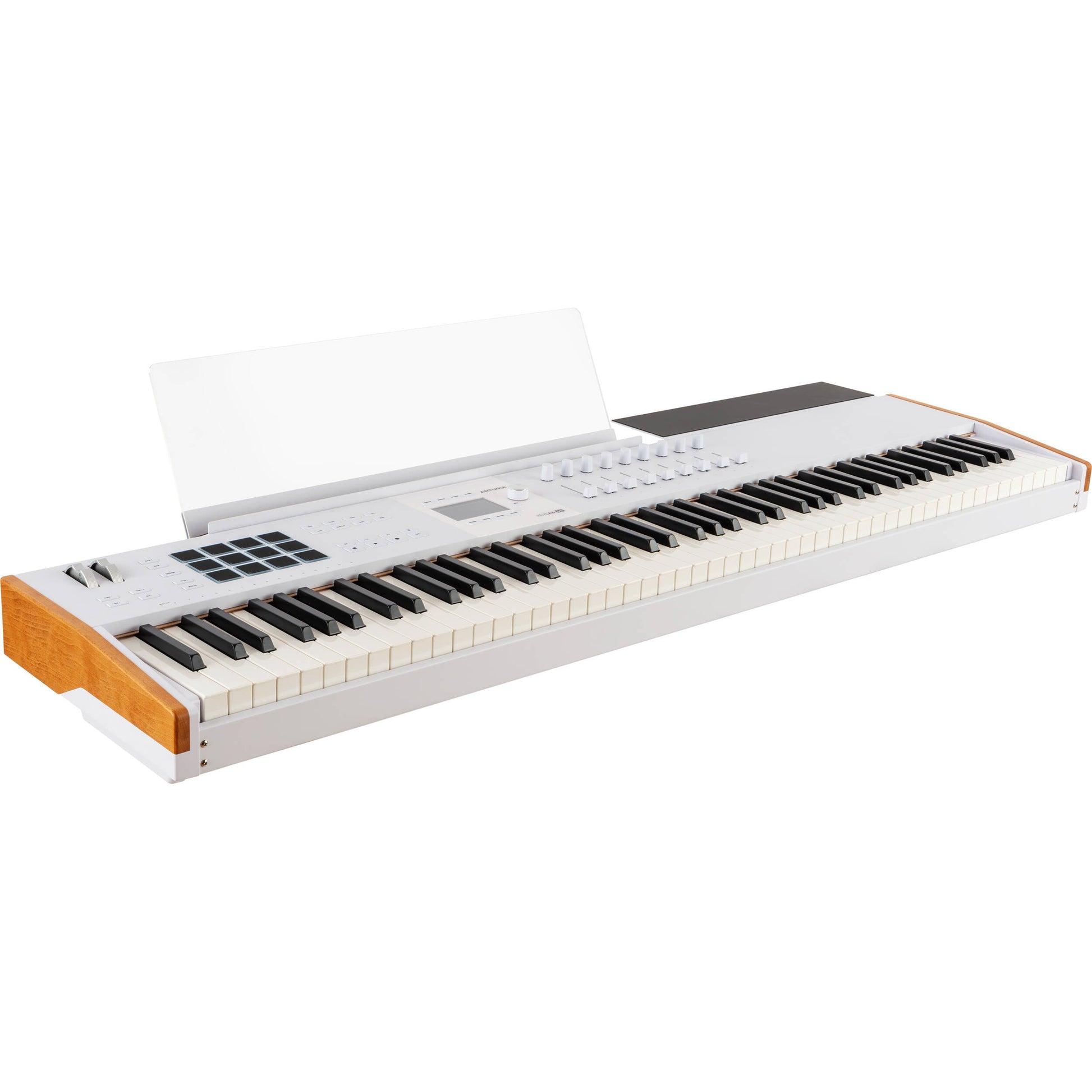 Arturia KeyLab 88 MK3 MIDI keyboard with full-size keys, control knobs, and pads for music production and performance.