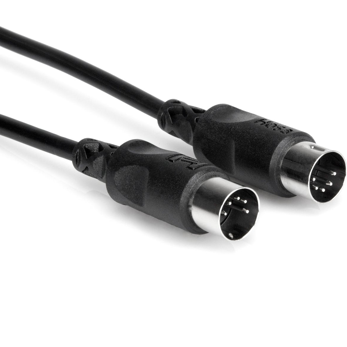 Hosa MID-310BK 3-meter MIDI cable with black connectors for connecting musical equipment and MIDI devices.