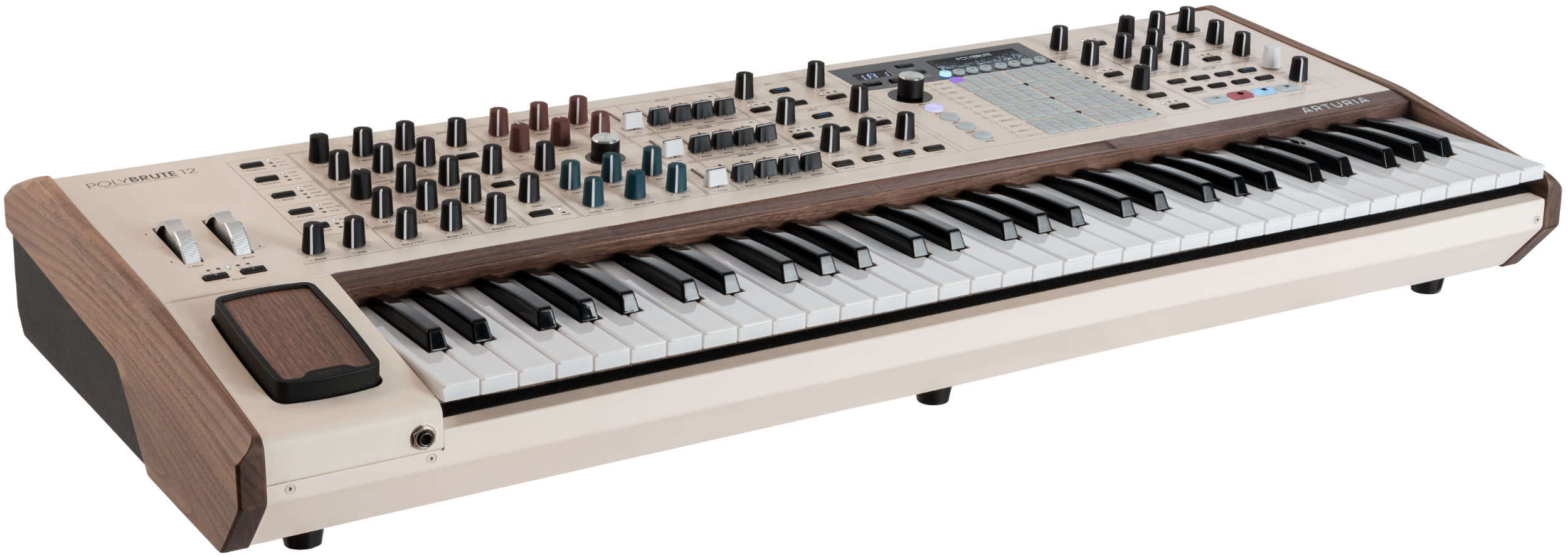 Arturia PolyBrute 12 Ultimate Bundle keyboard synthesizer with multiple control knobs and patch points for versatile sound creation.
