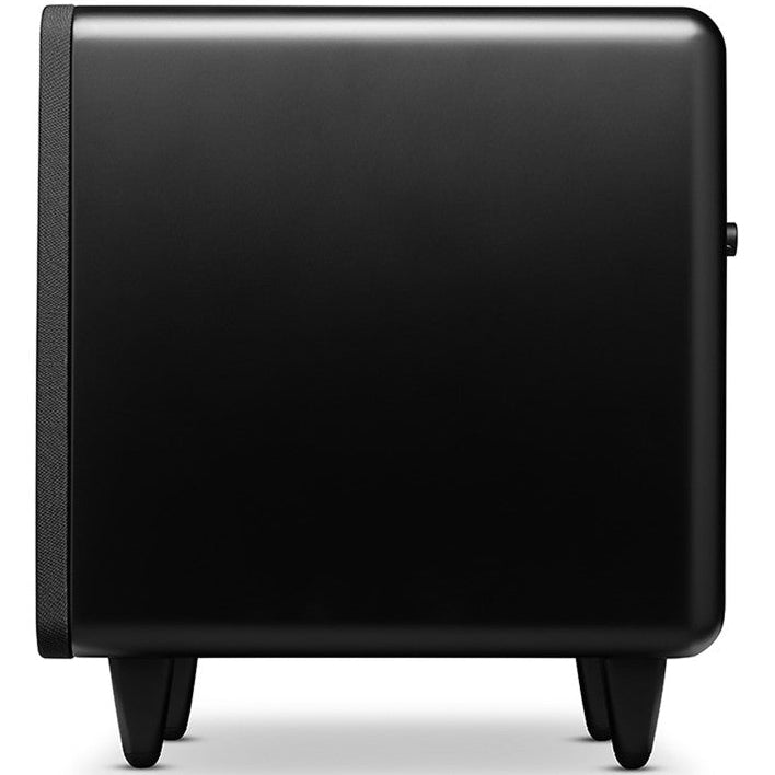 Cambridge Audio MSX Sub 300 subwoofer showing a sleek black design with a large speaker cone and control panel.