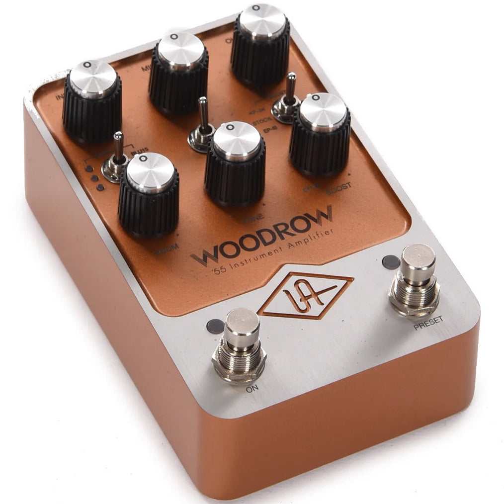 Universal Audio Woodrow '55 Instrument Amplifier with vintage design and control knobs. Perfect for synthesizer enthusiasts.